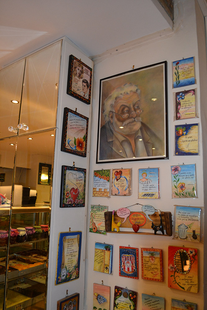 Framed prints and folk art collected over the years